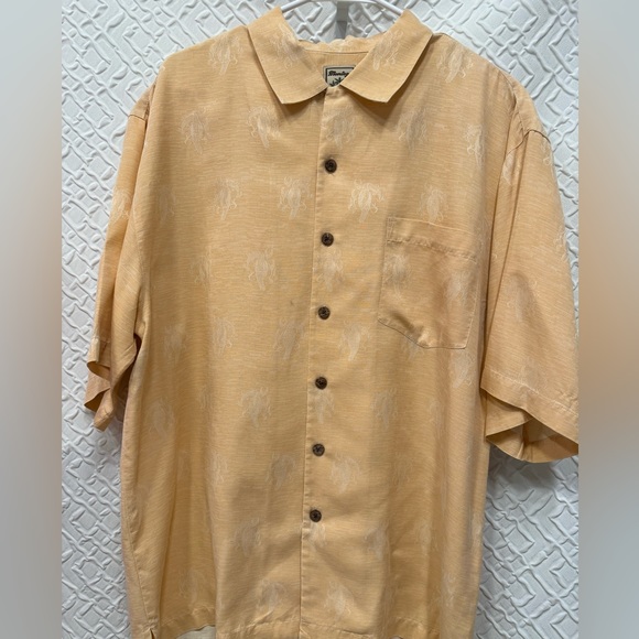 Montego Mon 100% silk Hawaiian shirt with a Parrot weave. Tangerine size Large - Picture 15 of 16